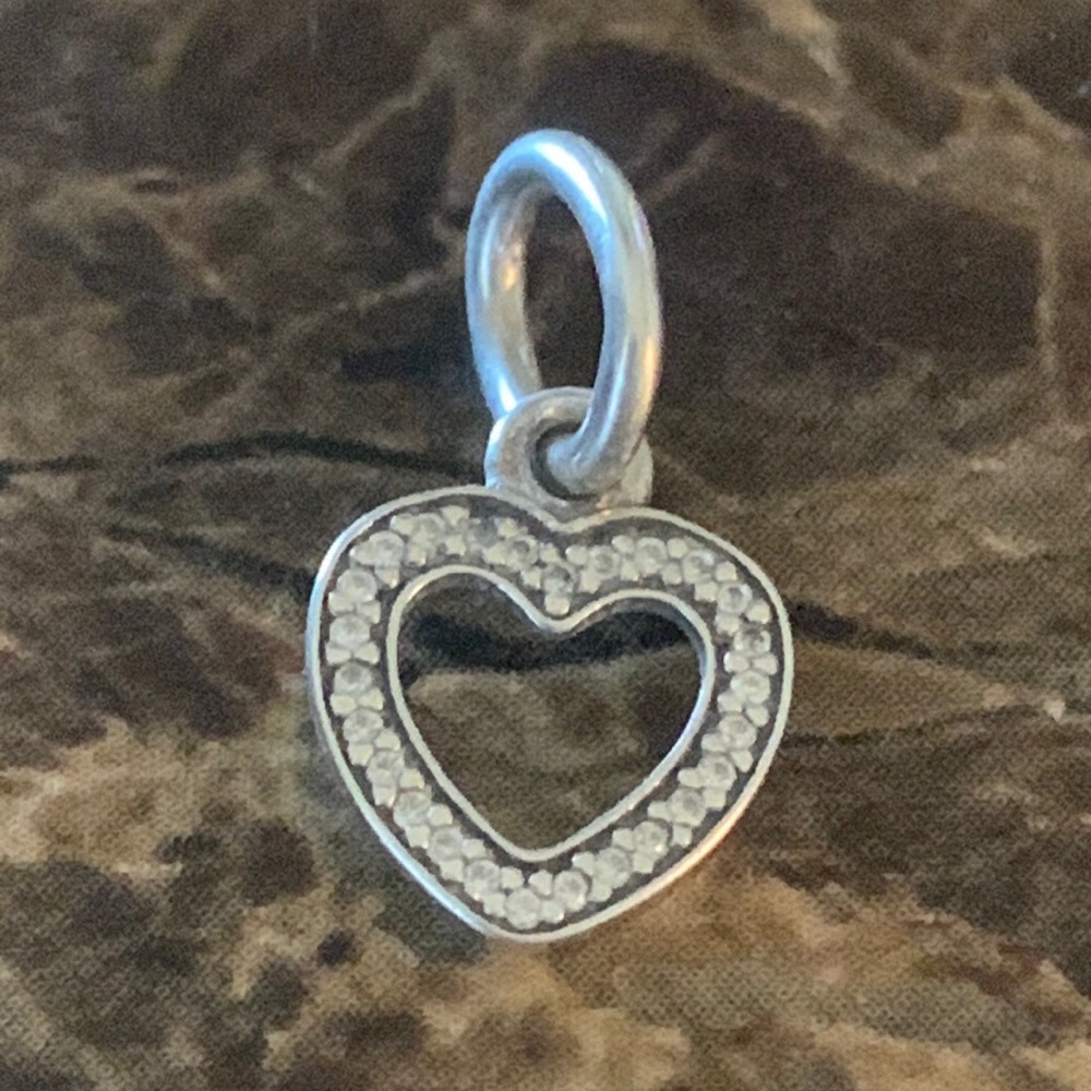 Authentic RETIRED Pandora Symbol of Love Dangle Charm S925 ALE Cubic Zirconia